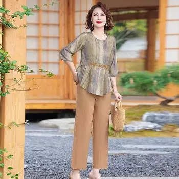 Набор из двух футболок с короткими рукавами Summer Mom Cover для живота и промежности XXXXXXL зелёный