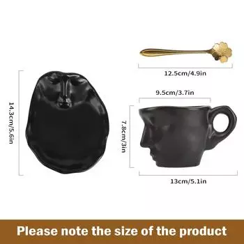 Набор из кофейной чашки и блюдца Leeseph с ложкой, керамическая целующаяся пара, уникальная чайная чашка и блюдце, креативный подарок на День святого Валентина серебряный