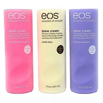 Набор из нескольких видов увлажняющего крема для бритья Eos Ultra Moisturizing: Гранат-Малина, Лаванда, Жасмин, Ванильное блаженство - 3 x 198,4 г
