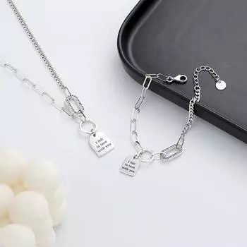 Набор из ожерелья и браслета с цепочкой из стерлингового серебра 925 пробы, инкрустированной цирконием, в виде алфавита, французские классные аксессуары