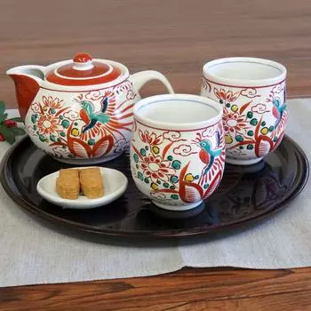 Набор из пары чашек и чайников Kutani ware красная керамика gosu бренд японская посуда сделано в Японии