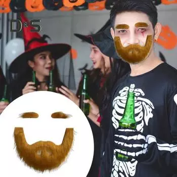 Набор из поддельных усов и бровей, самоклеящаяся поддельная борода, аксессуар для костюма, реквизит для косплея для театральной сцены-маскарада хаки