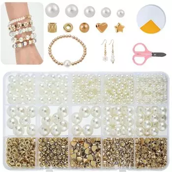 Набор из примерно 720 жемчужных бусин ручной работы для браслета своими руками, сделанных своими руками, с бусинами для самостоятельного изготовления, спиралями и ножницами, аксессуарами, бусинами,