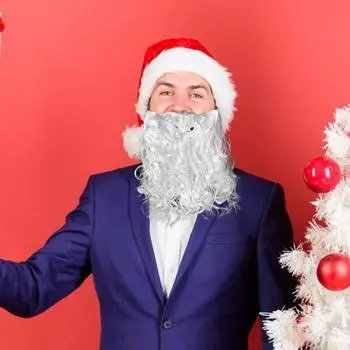 Набор из шапки и бороды Санты для взрослых, костюм Санта-Клауса для косплея, рождественская шапка с кудрявой бородой Санты для праздничных торжеств 2pcs