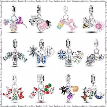 Набор из трех предметов, очаровательные бусины, подходят для браслета-подвески для женщин, серебряный кулон 925 пробы, бисер, DIY ювелирные изделия, подарок белый