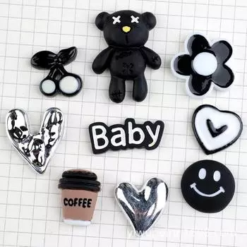 Набор из заплатки для обуви, чехла для телефона и шпильки Love Bear Smiley Flower своими руками Baby letter cards чёрный