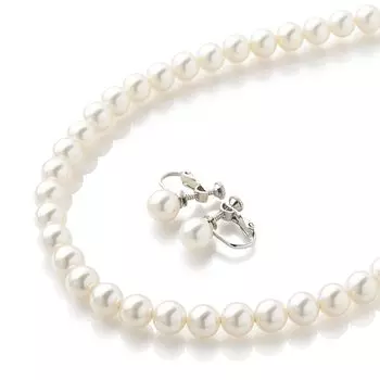 Набор из жемчужного ожерелья и серег Сделано в Японии Ожерелье из натурального ракушечного жемчуга Поставляется в подарочной коробке и футляре для украшений Тяжелый вес Блестящий Устойчивый к поту