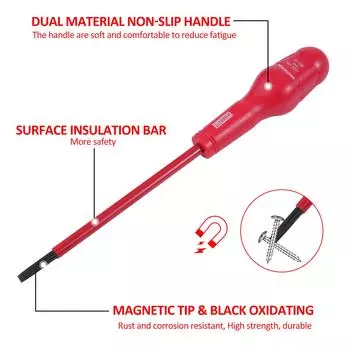 Набор изолированных отверток PENGGONG Изолированная отвертка для электрика, 1000 В с 4 крестообразными шлицами красный