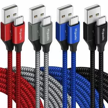 Набор кабелей USB Type C etguuds 3A для быстрой зарядки Type C, высокоскоростная передача данных, сверхпрочный нейлоновый шнур для Galaxy S20 S10 S9 A20 A21 A22 Note