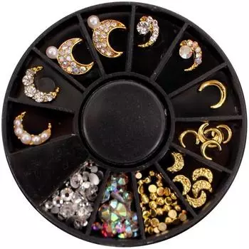 Набор камней для ногтей May Brown Moon Charm Parts, 12 предметов, M02151, разные цвета, 1 комплект