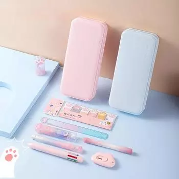 Набор канцелярских принадлежностей Creatived Cute Cat Paw Gradient 9 в 1: нож, корректирующая лента, гелевая ручка, ластик для канцелярских принадлежностей для студентов