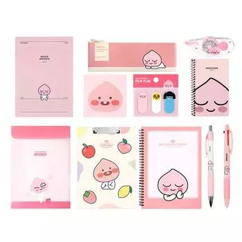 Набор канцелярских принадлежностей Kakao Friends Rich Gift Box A, 1 комплект, Little Apeach, лучший персонаж Кореи