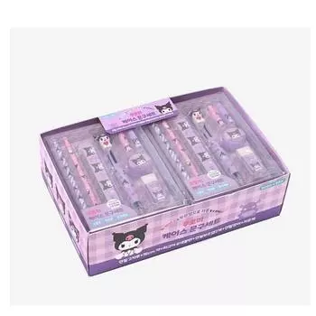 Набор канцелярских принадлежностей Sanrio Kuromi Case, 1 коробка, рождественский подарочный набор для детей, 6 предметов, фиолетовый