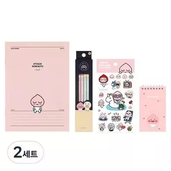 Набор канцелярских товаров Kakao Friends из 4 предметов, Apeach, 2 набора, Лучший персонаж Кореи
