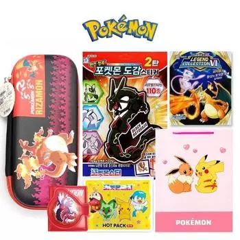 Набор канцелярских товаров Pokemon пенал с иллюстрированной книгой-наклейкой Сумка для покупок Pokemon, Пенал Pokemon, канцелярский набор, Популярные корейские игрушки для малышей