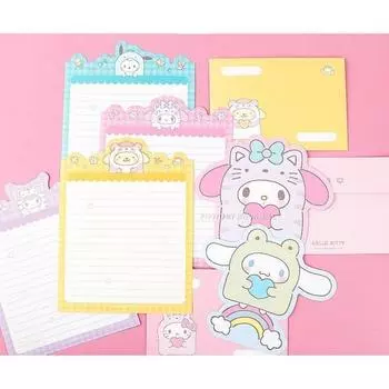 Набор канцелярских товаров Sanrio Costume из 6 предметов: Cinnamoroll + Kuromi + My Melody + Pochaco + Pumpum Purin + Hello Kitty, популярный персонаж в Корее