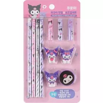 Набор карандашей для фигурок Sanrio Kuromi + защитный колпачок, 1 комплект, розовые корейские популярные игрушки