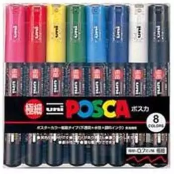 Набор карандашей Mitsubishi Pencil Posca PC1M8C Extra Fine 8 цветов x 10 шт. (Значение 10)