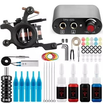 Набор катушек для татуировки PHOENIXY с 4 цветами чернил для татуировки, профессиональная катушка, лайнер для татуировки, шейдер, инструменты для татуировки, комплект принадлежностей для татуировки set 01