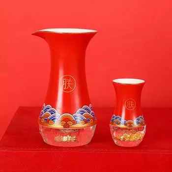 Набор керамических чашек для байцзю с золотой фольгой, Домашний хрустальный графин для вина, Роскошный винный набор высокого класса, Подарок