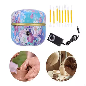 Набор керамических гончарных кругов для начинающих - лепка светло-синий