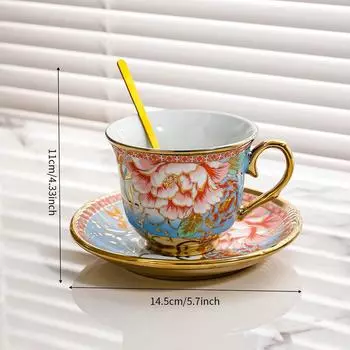 Набор керамических кофейных чашек Британский послеобеденный цветочный чай Домашний Маленькая роскошь Элегантная кофейная чашка Высококлассная Изысканная 200ml