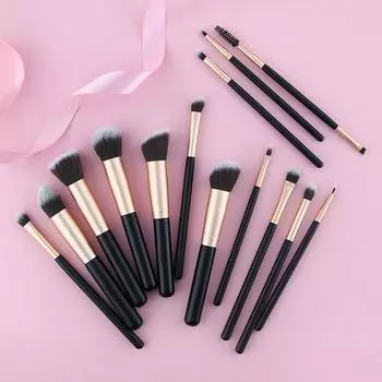 Набор кистей для макияжа, 14 рассыпчатых пудровых теней для век, супермягкая кисть, косметические инструменты, полный набор кистей для тональной основы