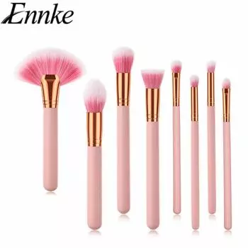Набор кистей для макияжа, 8 шт., синтетическая веерная кисть для теней для век, кисть для макияжа, кисть для ухода за лицом, косметический инструмент розовый
