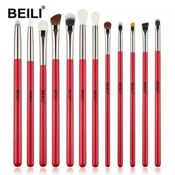 Набор кистей для макияжа BEILI с красными глазами, козья шерсть, волосы пони, синтетические волосы, растушевка теней для век, набор профессиональных кистей для макияжа
