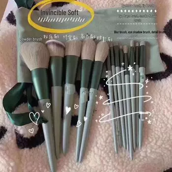 Набор кистей для макияжа Four Seasons Green от Morandi Beauty: 13 предметов для нанесения румян и пудры Sijiqing Storage Bag