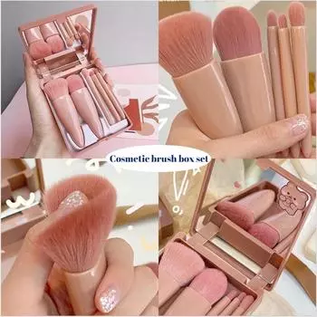 Набор кистей для макияжа Maidenheart 5 в 1 с мягкой щетиной и футляром, дорожный набор для макияжа со встроенным зеркалом, набор кистей для макияжа с мягкой щетиной, кисть для глаз, кисть для лица 8PC-Pink