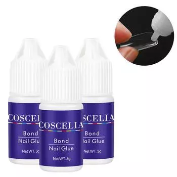 Набор клеев для ногтей COSCELIA, 3 шт., быстросохнущий клей для ногтей, стразы и УФ-гель для ногтей, акриловый клей, инструмент, набор накладных кончиков ногтей