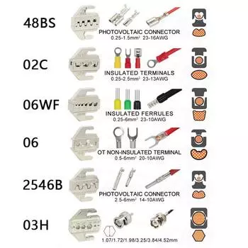 Набор клещей для обжима из высокоуглеродистой стали, губки с прорезью 4 мм SN-2549/02C/06WF/06/2546B/03H, используются для обжима клемм