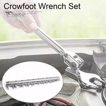 Набор ключей Crowfoot с органайзером, полированная поверхность, нержавеющий, широко используемый набор метрических шестигранных ключей, инструмент для ремонта автомобиля