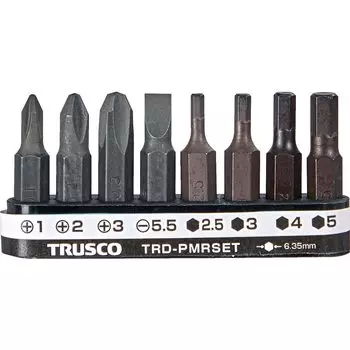 Набор ключей TRUSCO из 8 штук Phillips/Minus/Hen (с держателем) TRD-PMRSET