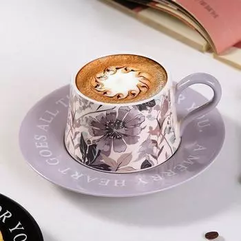 Набор кофейных чашек и блюдец класса люкс, керамическая чашка с цветком гезанг, нишевый подарок для девушек, цветочная чайная чашка для послеобеденного чая 260ML