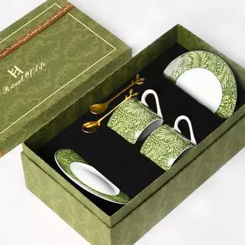 Набор кофейных чашек из костяного фарфора в средневековом стиле, керамическая чайная чашка, пара кружек для воды, подарочная коробка, кружки 240ML