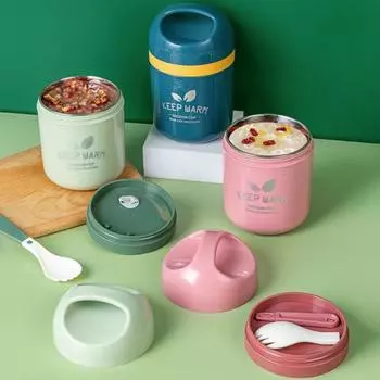 Набор колб для супа емкостью 550 мл с крышкой, удобным уплотнительным вентиляционным кольцом, изолированной ручкой, можно использовать в микроволновой печи синий