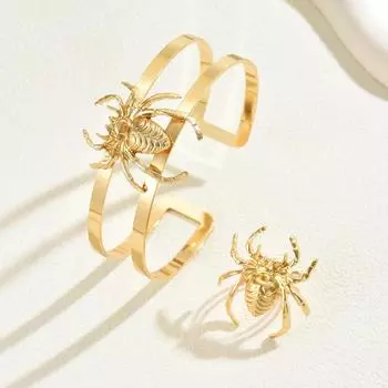 Набор колец на руку в стиле хип-хоп с индивидуальным дизайном паука, универсальное открывающееся регулируемое ювелирное изделие