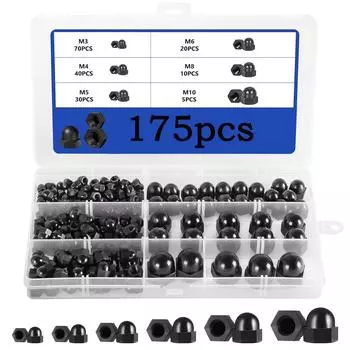 Набор колпачковых гаек из нержавеющей стали 304 165 шт. M3M4M5M6M8M10 интегрированный ящик с полукруглыми колпачковыми гайками 175Pcs nylon black cover mother