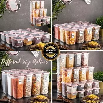 Набор контейнеров для хранения продуктов питания Rosie Square с крышкой силикона, набором специй