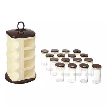 Набор коричневых контейнеров для специй (16 шт), Brown Containers Set for Spices, JD FRESH