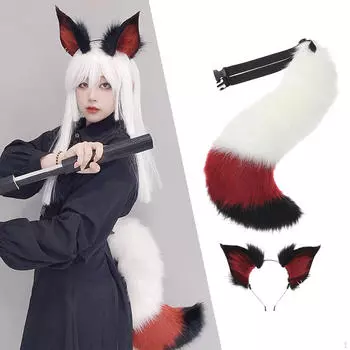 Набор кошачьих ушей и хвоста, повязка на голову для косплея, вечеринки, карнавала, выпускного вечера, выступления на сцене