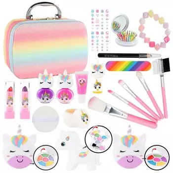 Набор косметики для детей 22 игровых домика для снятия макияжа с подарком для 10 косметических средств для глаз, губ, ногтей, включает в себя коробку для хранения для девочек, игрушки, косметика, детали,