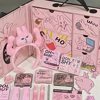 Набор косметики VECCI Pink Rabbit Collaboration, пудра, румяна, карандаш для бровей, тени для век, 1 набор