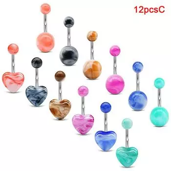 Набор красочных акриловых шариков, пупка, кольца, ювелирные изделия, штанга, пирсинг пупка