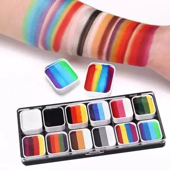 Набор красок для лица на водной основе, профессиональная масляная палитра для краски для тела с 2 ручками, набор для макияжа на Хэллоуин для взрослых и детей A