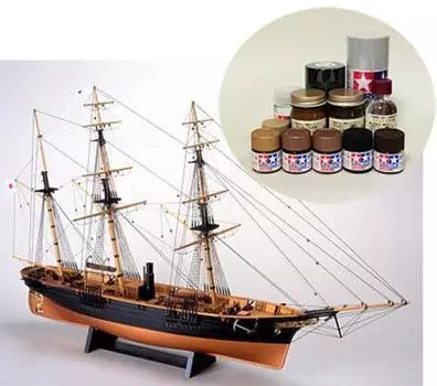 Набор красок для модели парусного корабля Kanrin Maru Woody Joe/Wooden 1/75 [без паруса/на якоре] +