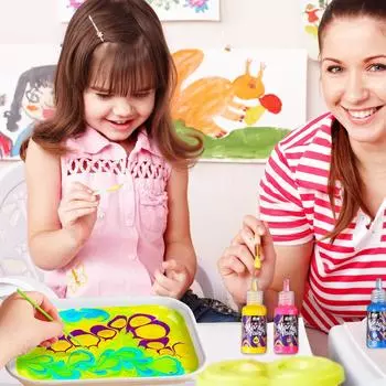 Набор красок для мрамора, 12 цветов, Perfect Water Art Paint Mate, безопасный и обучающий, искусство и ремесла 6ml - 6 colors