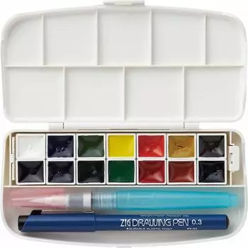 Набор красок Kuretake, прозрачный акварельный набор Fis 14 цветов KG301-1